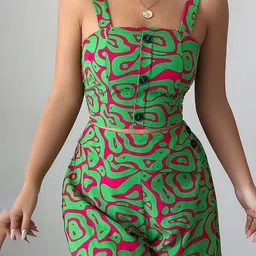 JC Mode Printed Shoulder Straps Top & Shorts Co-Ords image 5