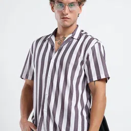 THE BEETEL HOUSE Striped Cuban Collar Casual Shirt-picture-22