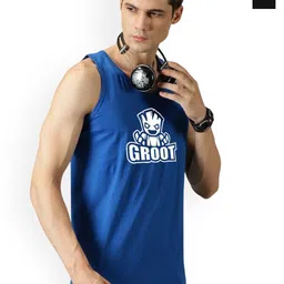 Organic Chics Pack Of 2 Printed Cotton Tank VestsBlack Avenger - Royal Groot_S-picture-18
