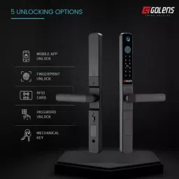 GOLENS Luxury Digital Door Lock with Long Handle Biometric Black, X54 image 3