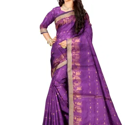 Saree star Woven Design Silk Cotton Taant Sarees With Blouse image 2
