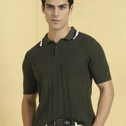 Allen Solly Men Self Design Polo Collar Cotton T-shirt-picture-13