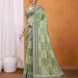 Ishin Ethnic Motifs Silk Blend Tussar Saree-image-44