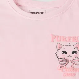 max Girls Graphic Printed Round Neck Pure Cotton Casual T-shirt image 3