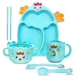 FunBlast Chicken Design Bamboo Fibre Dinnerware Set for Kids  Blue-picture-38