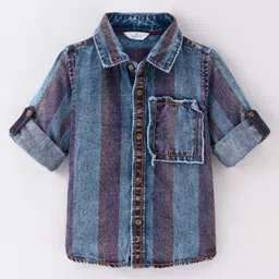 INFINITY Denim Full Sleeves Striped Shirt - Sky Blue-image-94