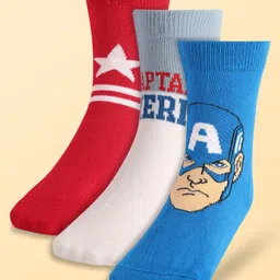 Pine Kids Marvel Knit Antibacterial Socks With Avengers Graphics Pack Of 3 - Red Blue & White-picture-18