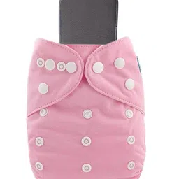 AEREX Reusable Baby 1 Cloth Diapers For 6 Months to 3 Years With 1 Black Insert Pad Leak Proof Washable Diapers For New Born Babies Adjustable Pocket Cloth Diaper Nappies (Pink) image 1