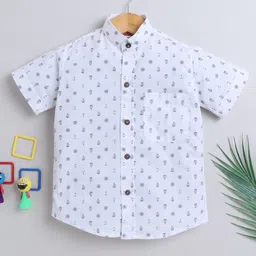 BAATCHEET Cotton Half Sleeves Nautical Theme Printed Shirt - White-picture-28
