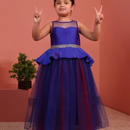toy balloon kids Toy Balloon Sleeveless Gota Lace Embellished Peplum Style Gown - Blue-picture-18