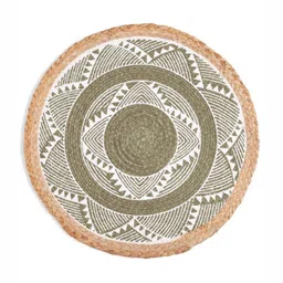 Saral Home 2-Pcs Beige & Grey Printed Cotton Round Table Placemats image 2