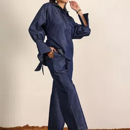 KAORI BY SHREYA AGARWAL Long Sleeves Pure Cotton Shirt With Trousers Co-Ords Set image 4