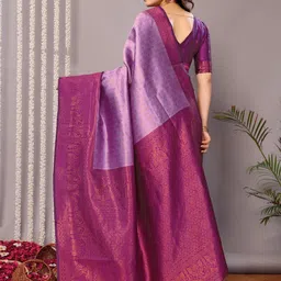 oxalis Ethnic Motifs Zari Woven Design Pure Silk Kanjeevaram Saree image 4