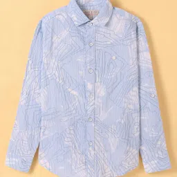 JASH KIDS Cotton Knit Full Sleeves Abstract Printed Shirt - Blue image 2