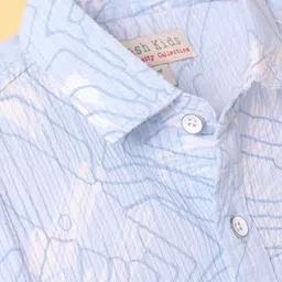 JASH KIDS Cotton Knit Full Sleeves Abstract Printed Shirt - Blue image 4