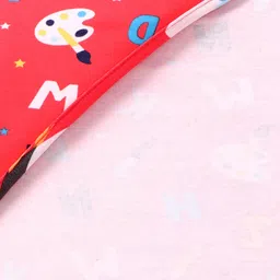 Babyhug Cotton Knit Hooded Wrapper with Alphabet Print L 76.2 x B 76.2 cm - Red image 4