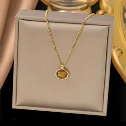 MYKI Gold-Plated Oval Pendants with Chains-image-43