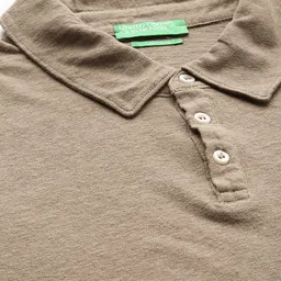 United Colors of Benetton Men Cotton Linen Polo Collar T-shirt image 4