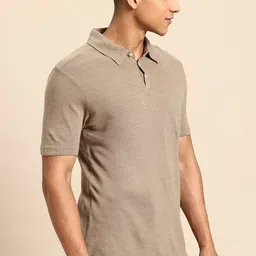 United Colors of Benetton Men Cotton Linen Polo Collar T-shirt image 3