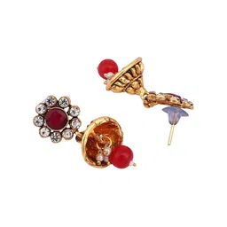 Anouk Red Gold-Plate Crystals Stones Studded And Kundan Beaded Jewellery Set image 3