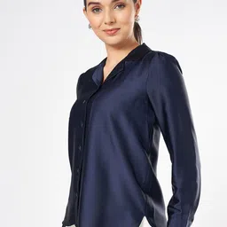 Annabelle by Pantaloons Women Shirt Collar Cuffed Sleeves Top image 5