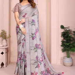 GOHILL ENTERPRISE Floral Pure Linen Saree-picture-19