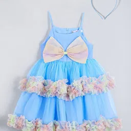 Hopscotch Girls Fit & Flare Ruffle Embellished Bow Dress-picture-56