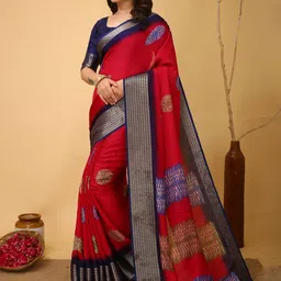 HERE&NOW Ethnic Motifs Zari Art Silk Banarasi Saree image 4
