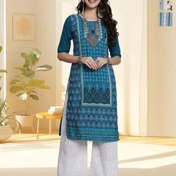 HERE&NOW Women Pack of 3 Ethnic Motifs Printed Daily Straight Kurtas-picture-38