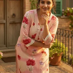 Anouk Women Floral Printed Regular Kurta with Trousers image 5