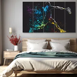 The Castle Decor Black & Blue 5 Piece Wood Abstract Wall Paintings-picture-18
