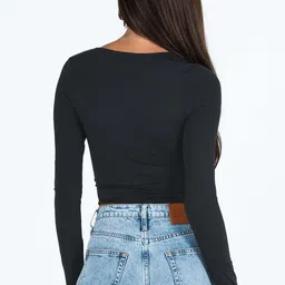 StyleCast x Revolte Ruched Extended Sleeves Fitted Crop Top image 5
