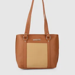Caprese Tan Brown & Beige Colourblocked Structured Shoulder Bag-picture-33