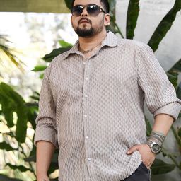 Instafab Plus Geometric Textured Comfort Relaxed Fit Shirt-picture-9