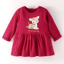 Simply Interlock Full Sleeves Frock Deer Print - Pink-picture-48