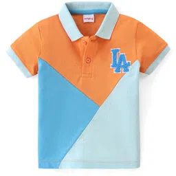 Babyhug Cotton Knit Half Sleeves Striped Polo T-Shirt Color Block - Multicolor-image-67