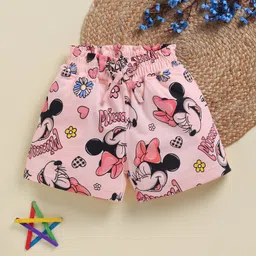 Biskid Sinker Knit Disney Mickey & Friends Featuring Minnie Mouse Printed Shorts - Light Peach-picture-15