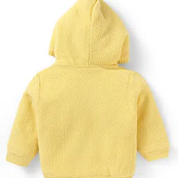 Babyhug Knit Full Sleeves Solid Colour Hooded Front Open Sweater With Pockets - Yellow image 2