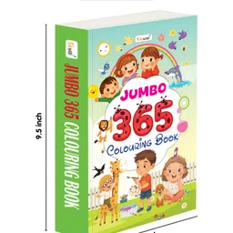 gowoo GRAND, JUMBO, SUPER & GIANT - 365 Colouring Books with 12 Colour Pencils + 1 Sharpener and 10 Wax Crayons :- creative habit builder for kids, imaginative colouring book | Pack of 4 colouring books image 2