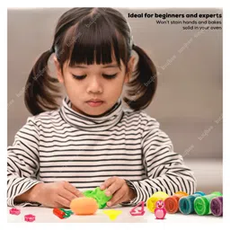 Baybee Air Dry Moulding Clay Dough for Kids Arts and Craft with 9 Shapes 6 Colors & Roller - Multicolor image 3