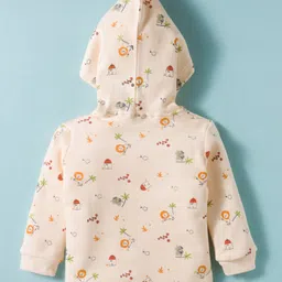 Tango Fleece Knit Full Sleeves Winter Wear Night Suit With Animal Print - Lemon image 3