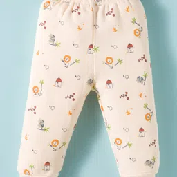 Tango Fleece Knit Full Sleeves Winter Wear Night Suit With Animal Print - Lemon image 4