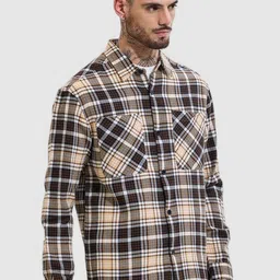 Snitch Men Spread Collar Checked Cotton Casual Tailored Jacket image 3
