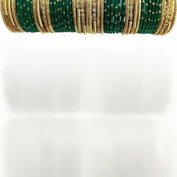 SAND Green Glass Artificial Stones & Beads Bangle image 1