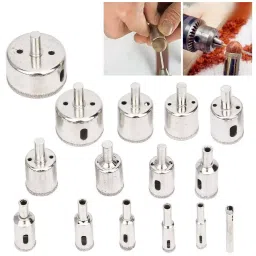 Uptodateprouducts Diamond Hole Saw Set Masonry Round 6 to 50 mm Dia. Range Silver (Set of 15 Pcs) image 5