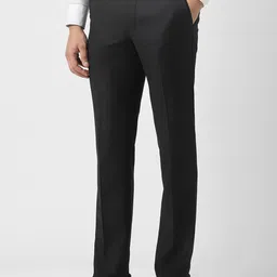 Van Heusen Men Solid Slim Fit Mid-Rise Flat-Front Formal Trousers image 2