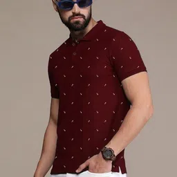 SZN Men Geometric Printed Polo Collar Slim Fit T-shirt-picture-14
