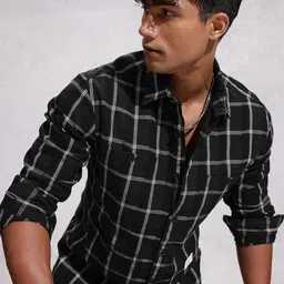 WROGN Pure Cotton Comfort Fit Tartan Checks Opaque Casual Shirt-picture-34
