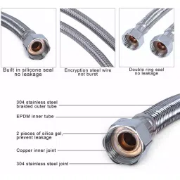 fastgear GENERIC Stainless Steel 24 inch Connection Pipe Silver, FG038 (Pack of 18) image 2