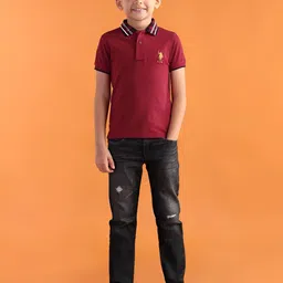 U.S. Polo Assn. Kids Boys Brand Logo Polo Collar Applique T-shirt image 3